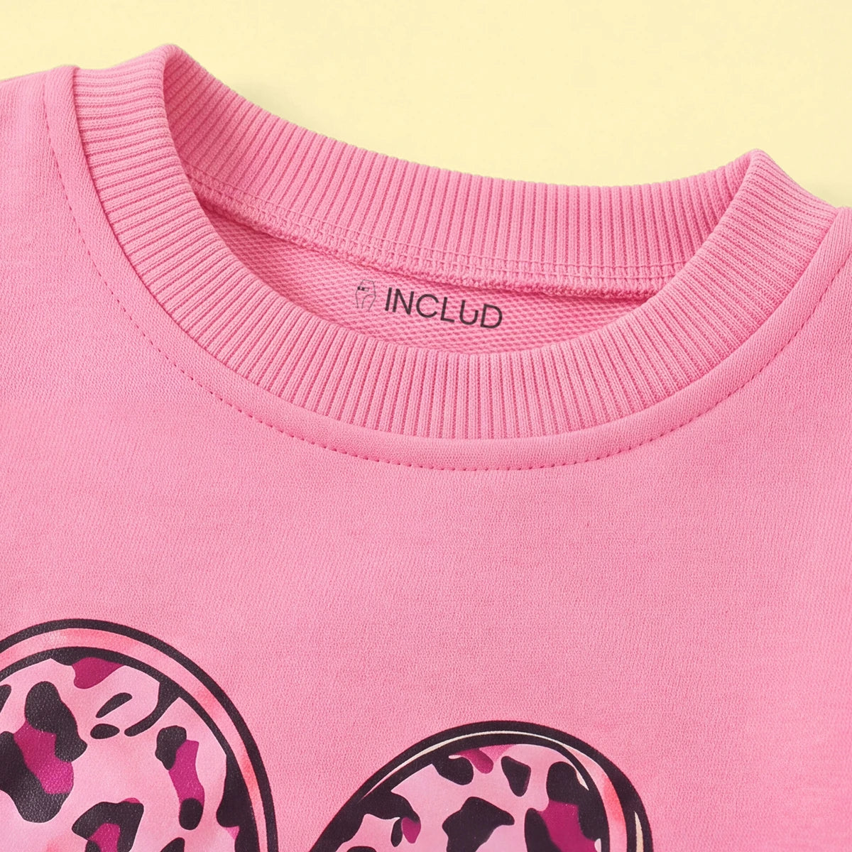 Girls Pink Heart Print Long Sleeve Sweatshirt Sweatshirts & Hoodies