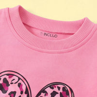 Girls Pink Heart Print Long Sleeve Sweatshirt Sweatshirts & Hoodies