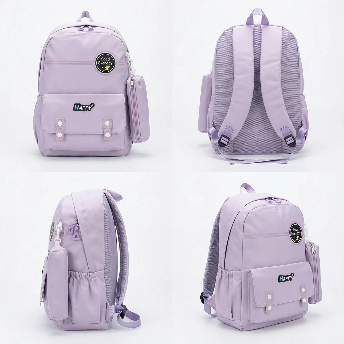 Kids Lilac Water-Resistant Medium Backpack with Pouch Trending Accessories