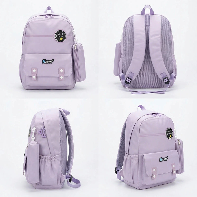 Kids Lilac Water-Resistant Medium Backpack with Pouch Trending Accessories
