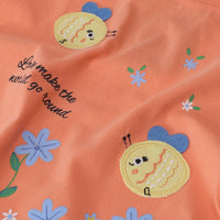 Girls Orange Floral Print Short Sleeve T-Shirt With Striped Shorts Sets 2 pc. Sets