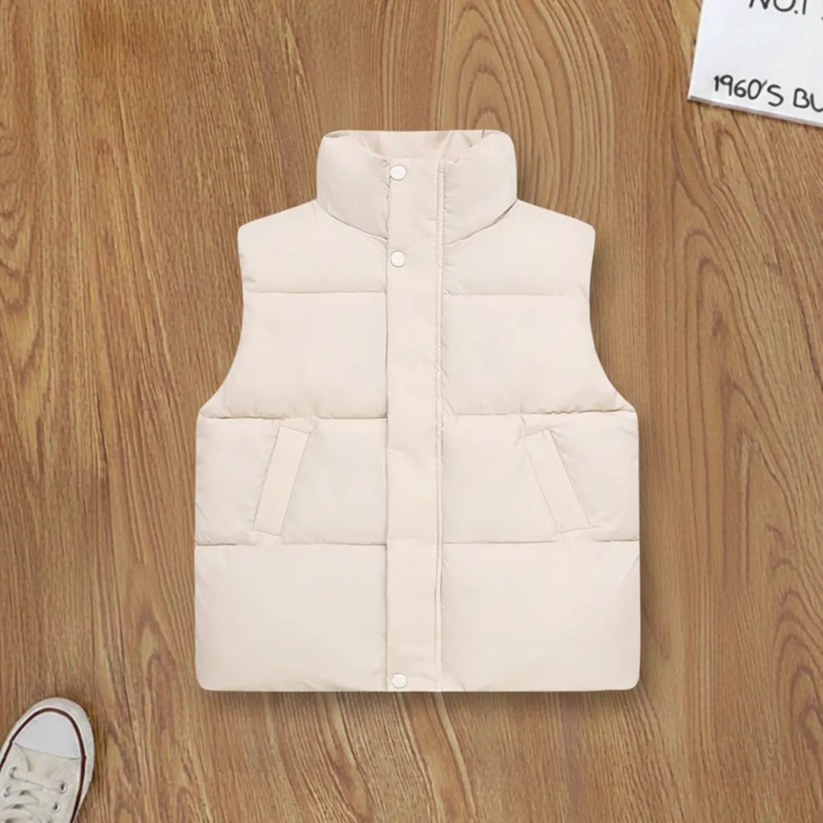 Boys White Quilted Puffer Vest With Stand-up Collar Coats & Jackets White 6-7 Y