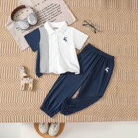 Boys Multicolor Short Sleeves Polo T-Shirt With Bottom Elasticated Pants Set 2 pc. Sets Multicolor 3-4 Y