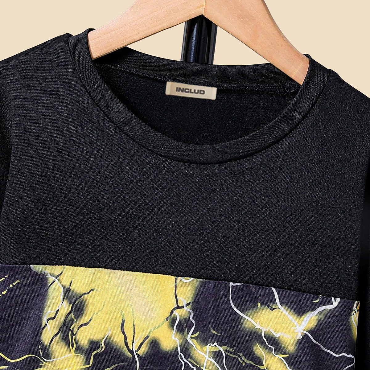 Boys Black Short Sleeves T-Shirt With Abstract Printed Shorts Set 2 pc. Sets