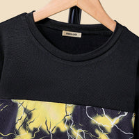 Boys Black Short Sleeves T-Shirt With Abstract Printed Shorts Set 2 pc. Sets