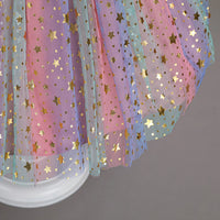 Girls Pink Star Foil Print Sleeveless Fit & Flare Party Wear Dress Party Dresses