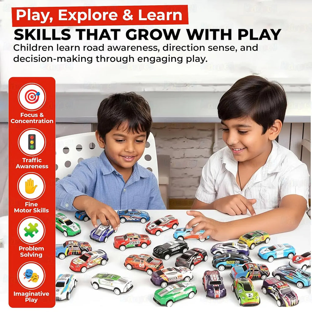 Kids 48-Piece Die-Cast Pull-Back Mini Cars Set Trending Accessories