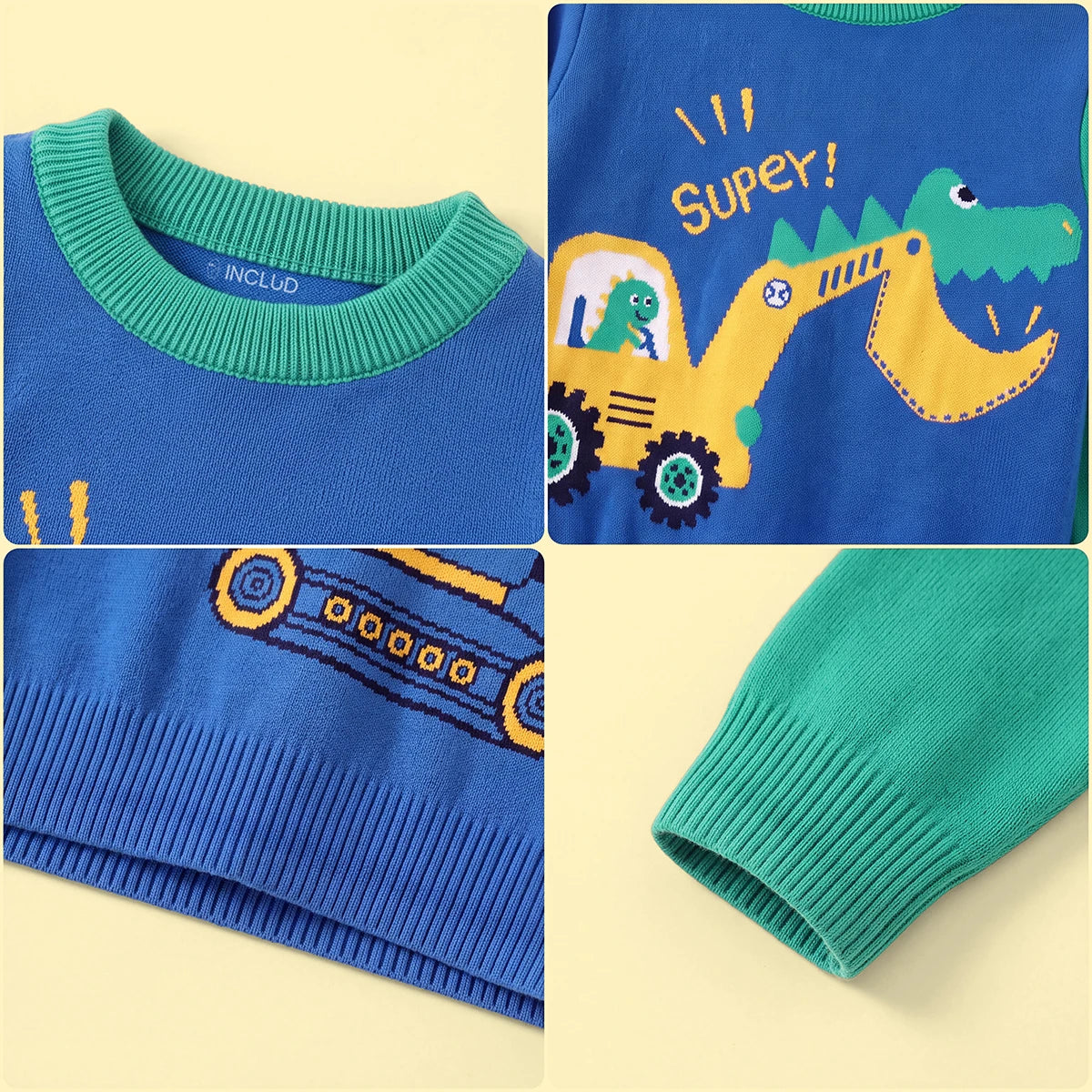 Boys Blue Long Sleeve Excavator Jacquard Sweater Sweaters & Cardigans