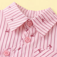 Girls Light Pink Striped Long Sleeve Shirt Shirts