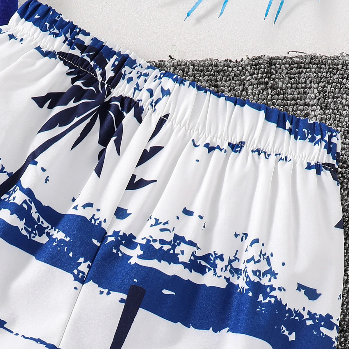 Boys Royal Blue Short Sleeve T-Shirt With Tropical Print Shorts Sets 2 pc. Sets