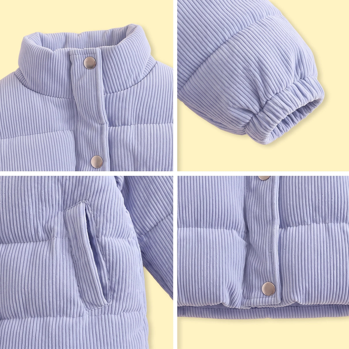 Girls Lavender Textured Long Sleeve Jacket Coats & Jackets