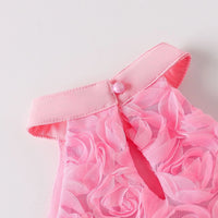 Girls Pink Rose Applique Halter Neck Top With Pants Sets 2 pc. Sets