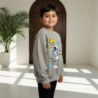 Boys Grey Space Graphics Round Neck Sweatshirt Sweatshirts & Hoodies