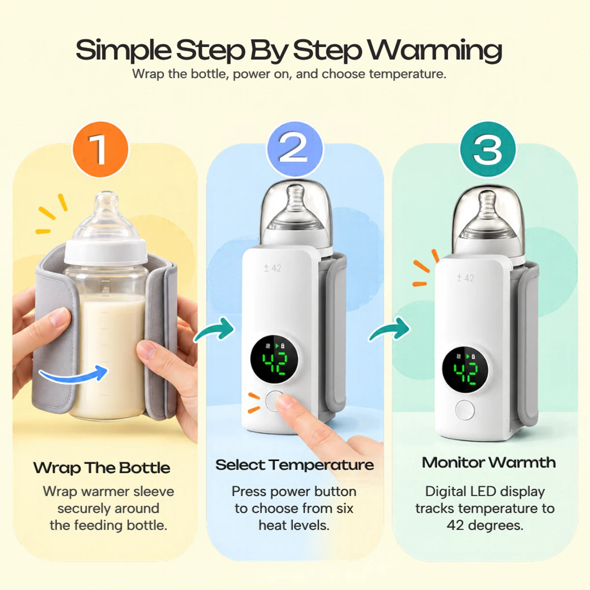 Portable Baby Bottle Warmer for 0-3 Years - LED Display & USB Rechargeable Trending Accessories