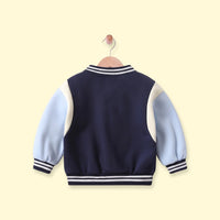 Boys Navy Blue Embroidered Long Sleeve Varsity Jacket Coats & Jackets
