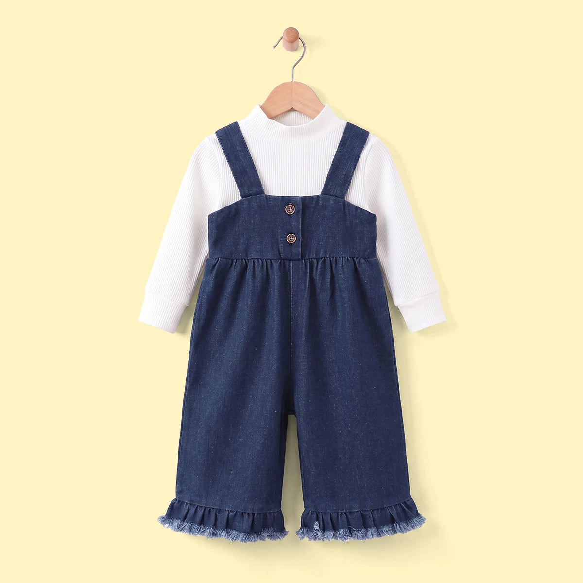 Girls Pullover with Denim Dungaree Set Sets White 1-2 Y