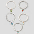 Pack Of 5 Girls Multicolour Charm Pearl Beads Bracelet Sets Bracelet Multicolor Onesize