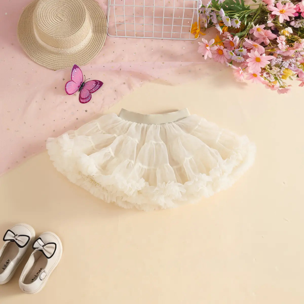 Girls Light Green Butterfly Applique Halter Top With Tiered Tulle Tutu Skirt Sets Sets