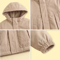 Boys Light Brown Hooded Zip-up Jacket Coats & Jackets