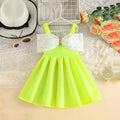 Girls Lime Yellow Sleeveless Fit & Flare Party Wear Dress With Elegant Bow Detail Party Dresses Lime Yellow 2-3 Y