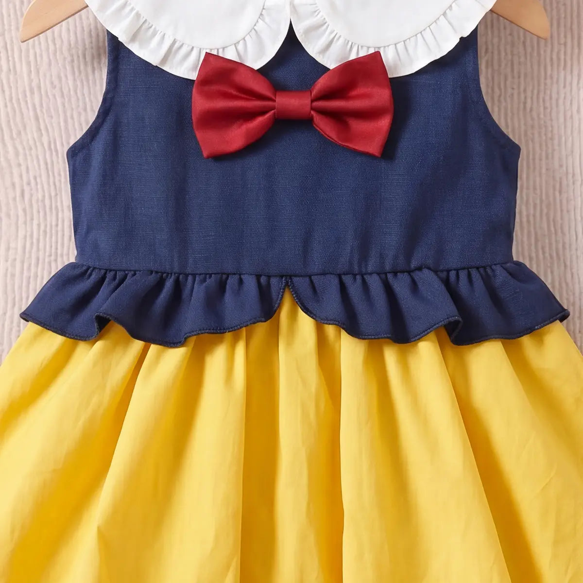 Girls Navy Blue Bow Detail Peter Pan Collar Fit & Flare Dress Casual Dresses