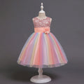 Girls Light Pink Sequin Embellished Fit & Flare Party Wear Dress With Flower Applique Party Dresses Light Pink 2-3 Y
