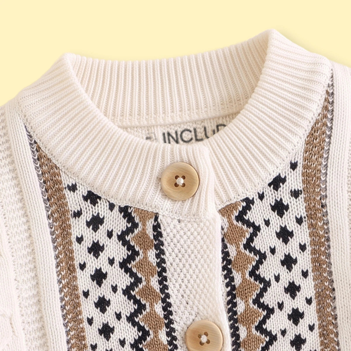 Girls Off White Geometric Knitted Cardigan & Pants Co-ord Sets Sets