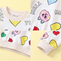 Girls Off White Heart Print Sweatshirt With Skirt Sets 2 pc. Sets