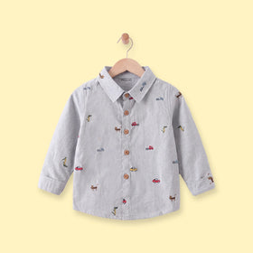 Boys Light Grey Graphic Long Sleeve Shirt Shirts Light Grey 1-2 Y