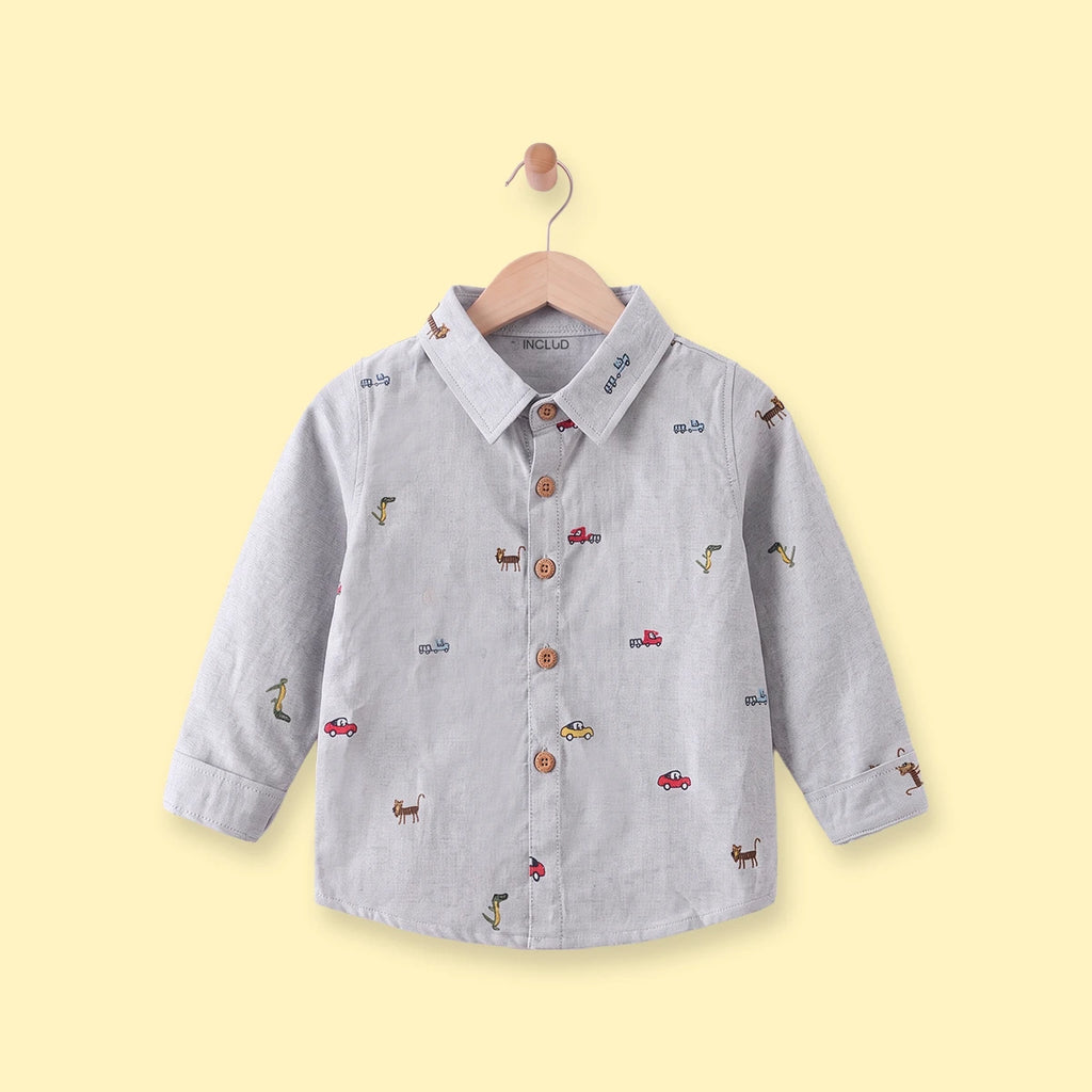Boys Light Grey Graphic Long Sleeve Shirt Shirts Light Grey 1-2 Y