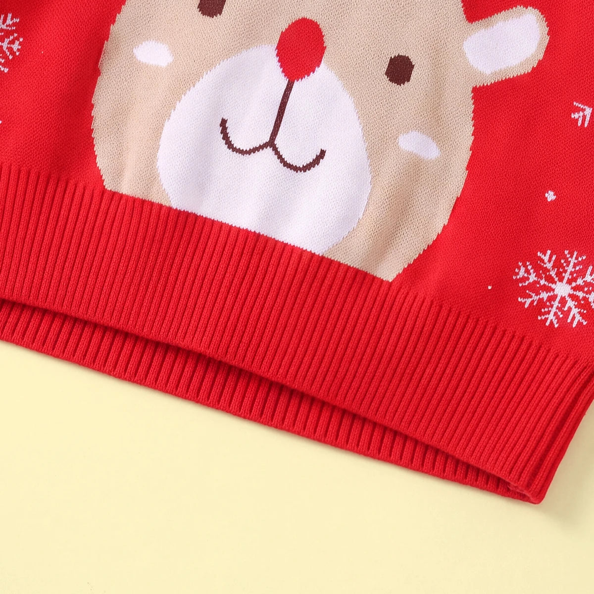 Boys Red Sweater With Cute Reindeer and Snowflake Design Sweaters & Cardigans