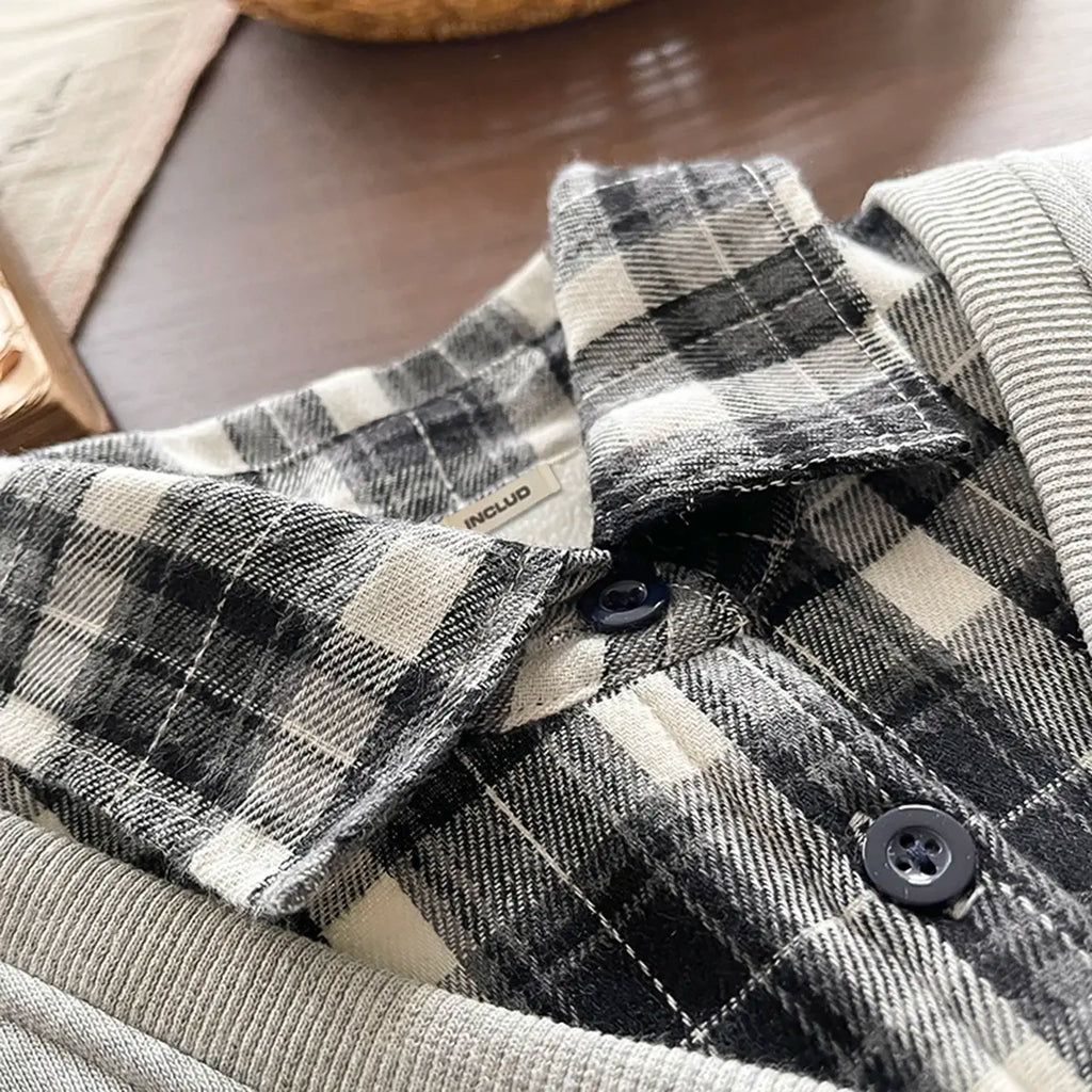 Boys Grey Checked Regular Sweatshirt With Denim Trouser Sets 2 pc. Sets