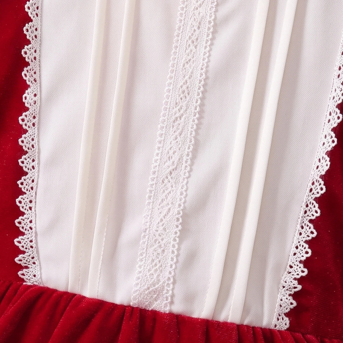 Girls Red Bow Applique Long Sleeve Fit & Flare Dress Casual Dresses