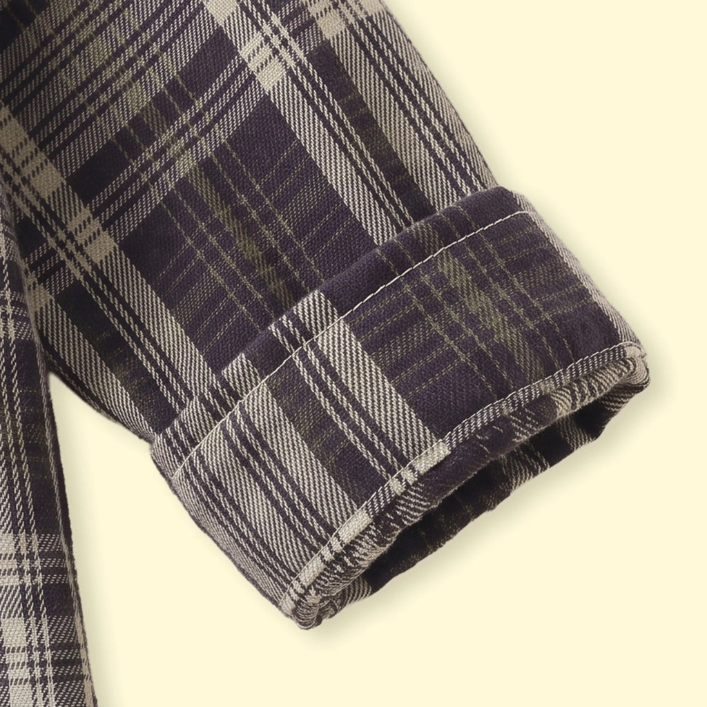 Boys Navy Blue Checked Long Sleeve Shirt Shirts