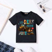 Boys Black Graphic Short Sleeves Round Neck T-Shirt Tshirts Black 3-4 Y