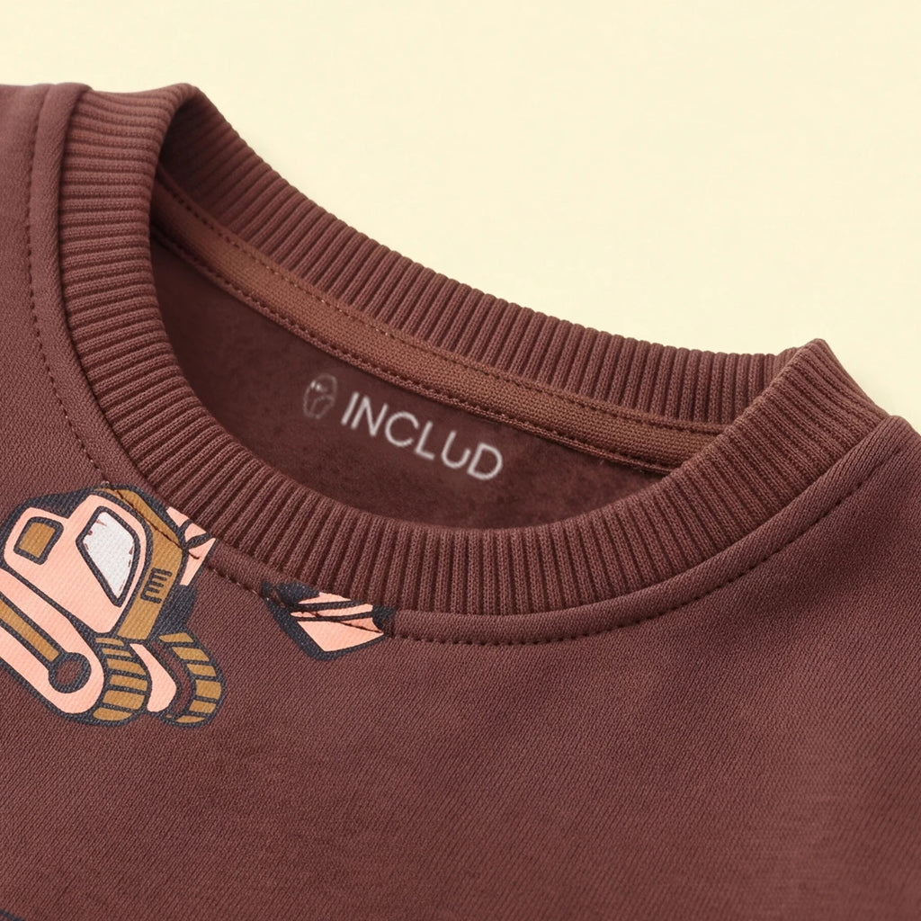 Boys Brown Graphic Long Sleeve Sweatshirt Sweatshirts & Hoodies