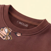 Boys Brown Graphic Long Sleeve Sweatshirt Sweatshirts & Hoodies