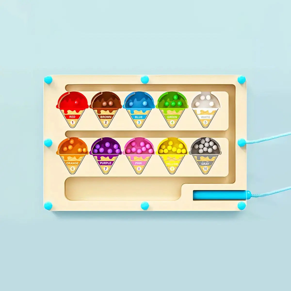 Kids Yellow Magnetic Ice Cream Color & Number Maze Board Trending Accessories