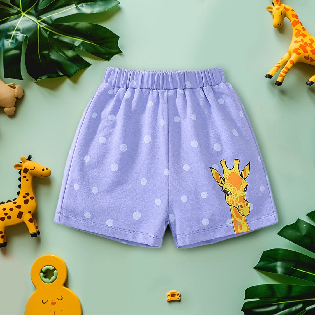 Girls Polk Dot Print Graphic Shorts Shorts Purple 1-2 Y 