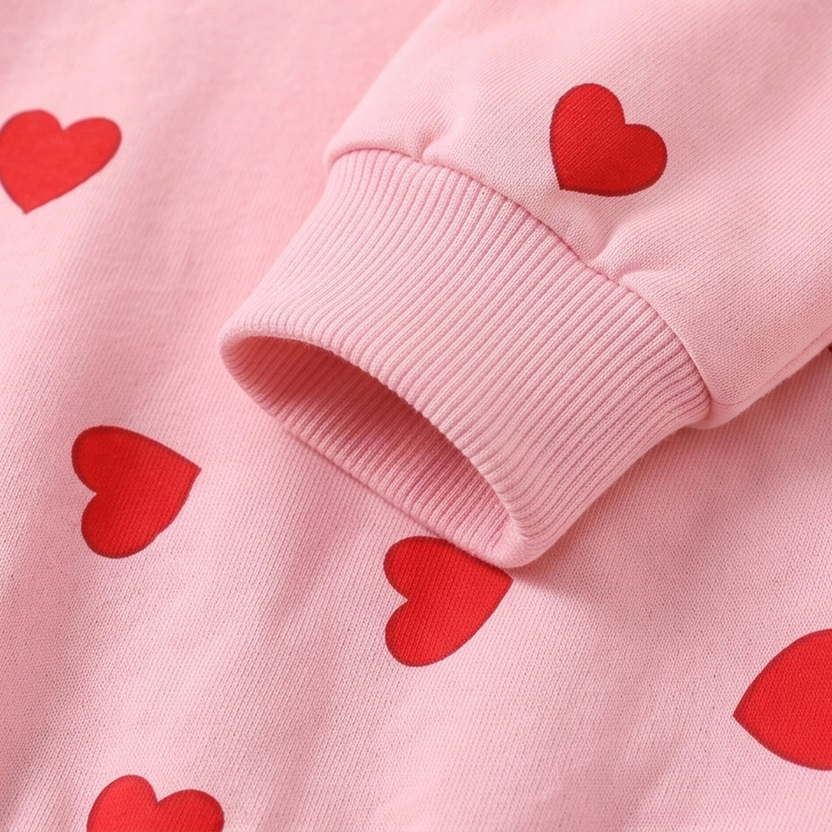 Girls Pink Heart Printed Sweatshirt & Pants Co-ord Sets Sets