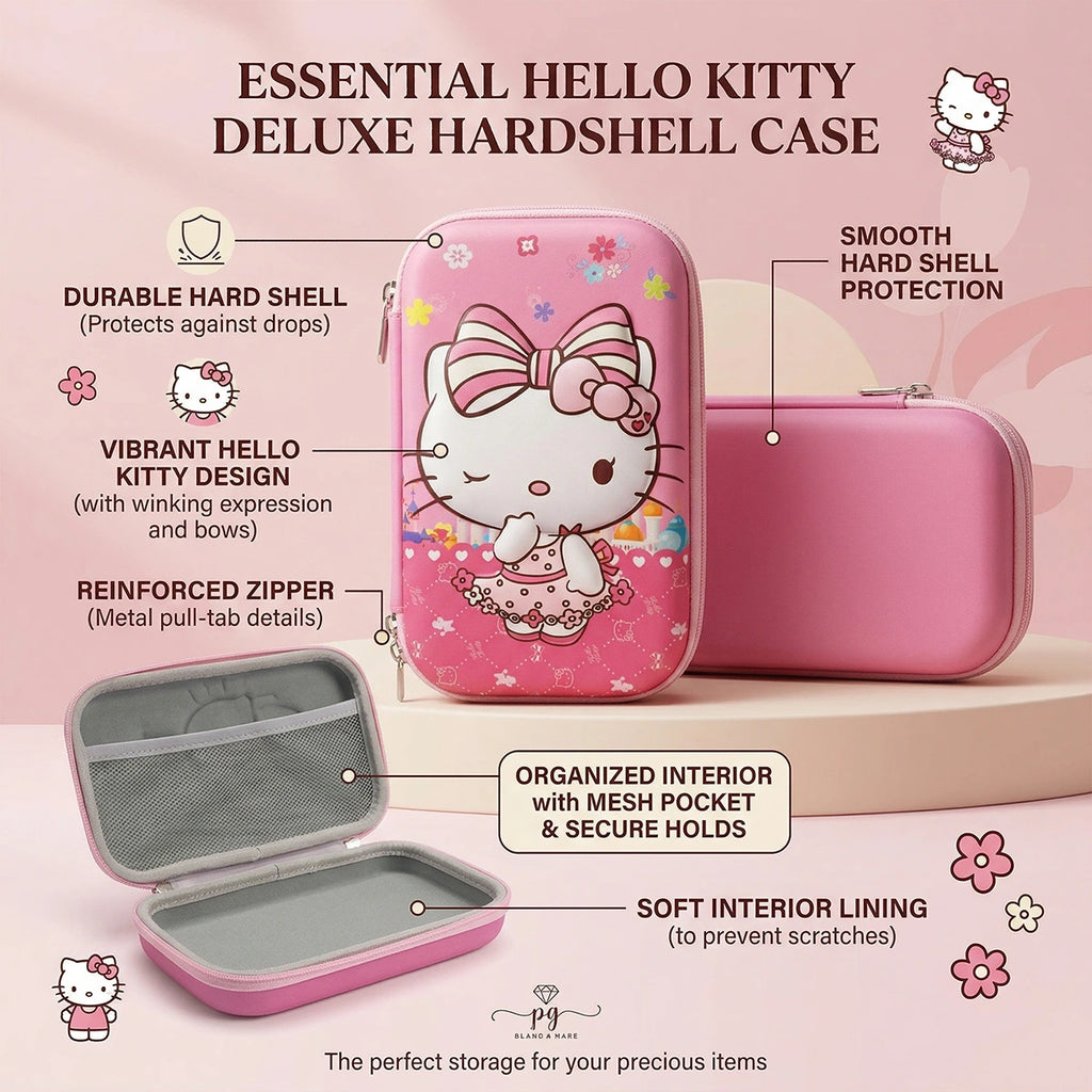 Girls Pink Hello Kitty Hard-Shell Pencil Box Trending Accessories