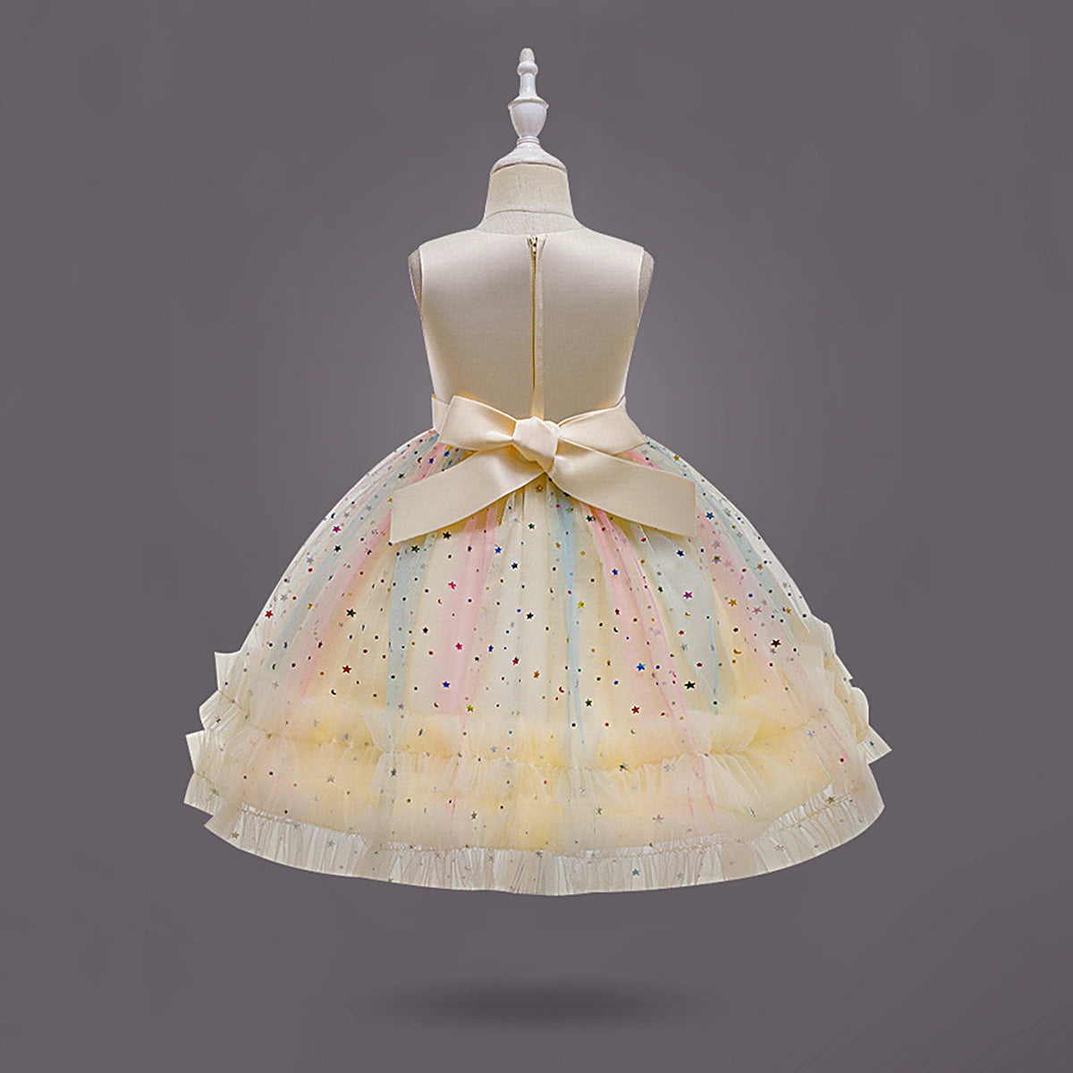 Girls Yellow Heart Applique Fit & Flare Party Wear Dress Party Dresses