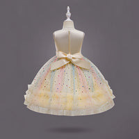 Girls Yellow Heart Applique Fit & Flare Party Wear Dress Party Dresses