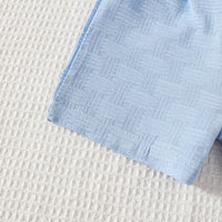 Boys Sky Blue Textured Short Sleeves Shirt With Shorts Set 2 pc. Sets