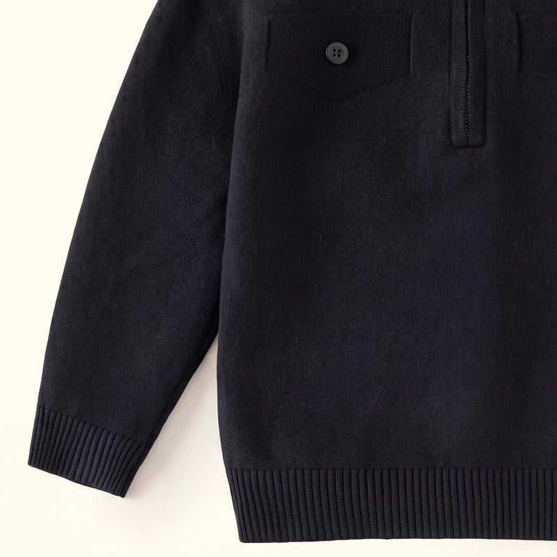 Boys Black Long Sleeve Polo Sweater Sweaters & Cardigans
