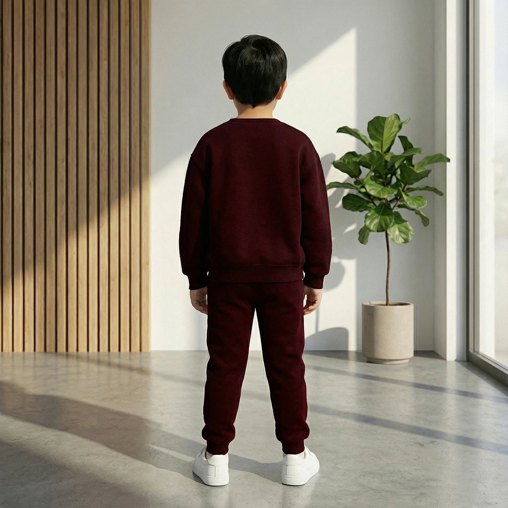 Boys Maroon Neo-Sound Graphics Sweatshirt With Jogger Co-ord Sets Sets