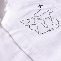 Boys White Abstract Printed Shirt With Elasticated Shorts Sets 2 pc. Sets