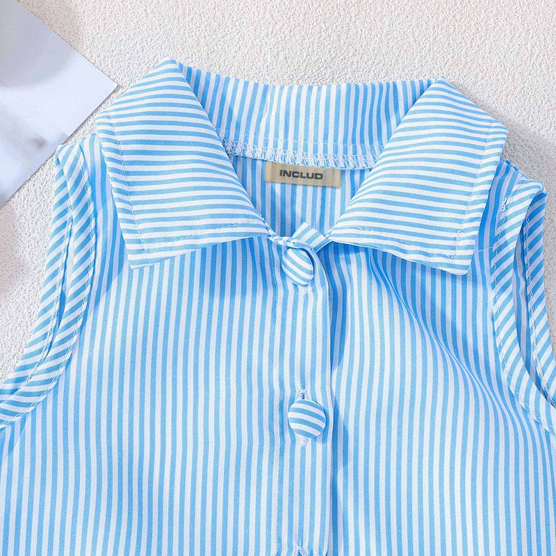 Girls Blue Pin Stripe Top With Shorts set 2 pc. Sets
