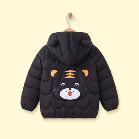 Boys Black Bear Ear On Hood Quilted Zip-up Jacket Coats & Jackets