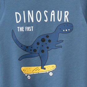 Boys Blue Dinosaur Printed Short Sleeves T-shirt Tshirts